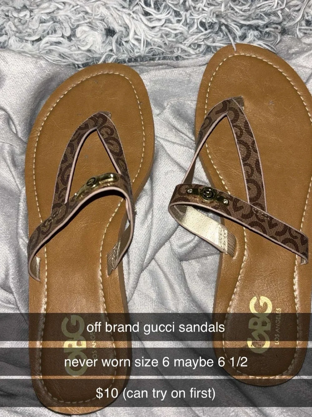 Women's Brown Logo-Print Flip Flop Sandals